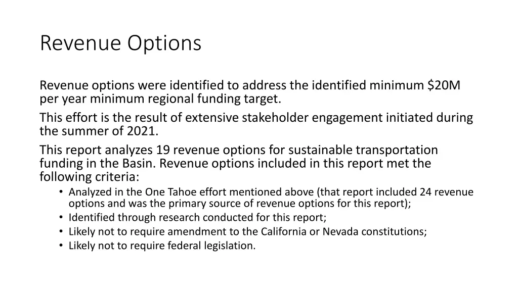 revenue options