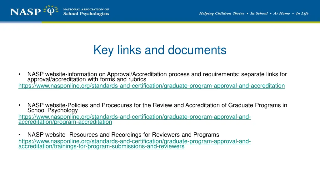 key links and documents