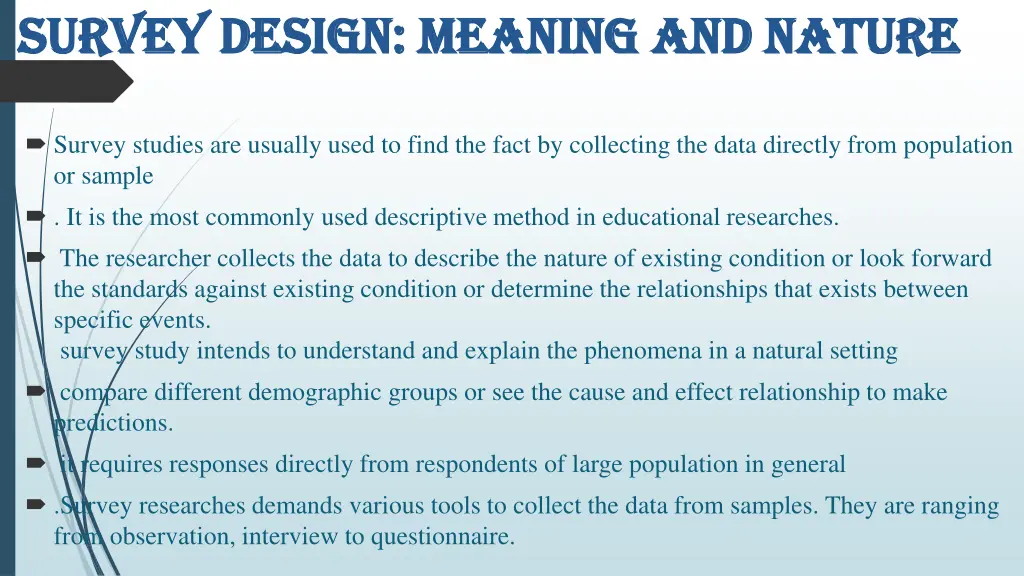 survey design meaning and nature survey design