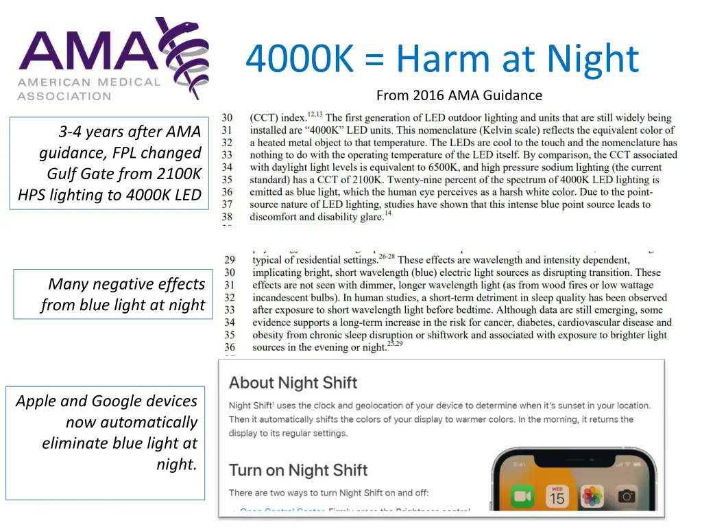 4000k harm at night from 2016 ama guidance