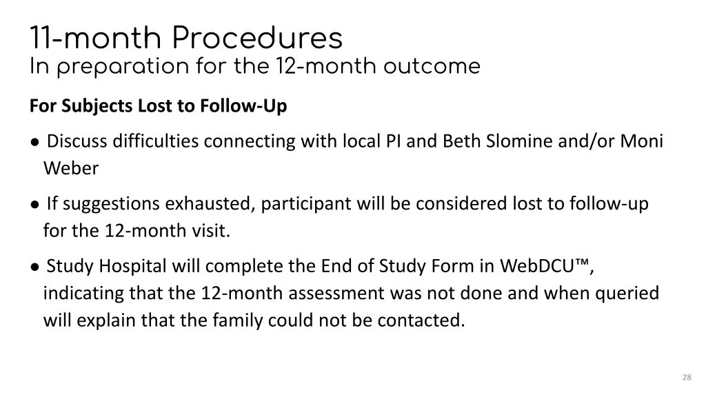 11 month procedures in preparation