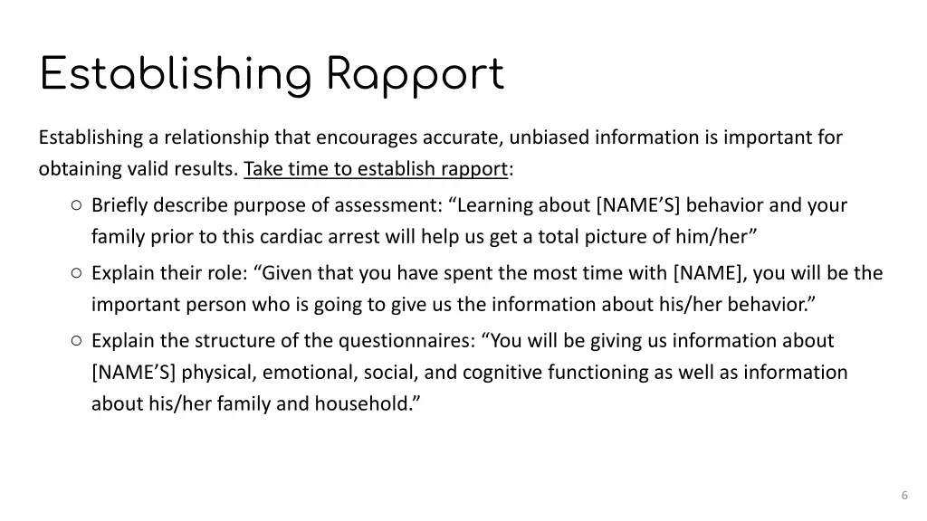 establishing rapport