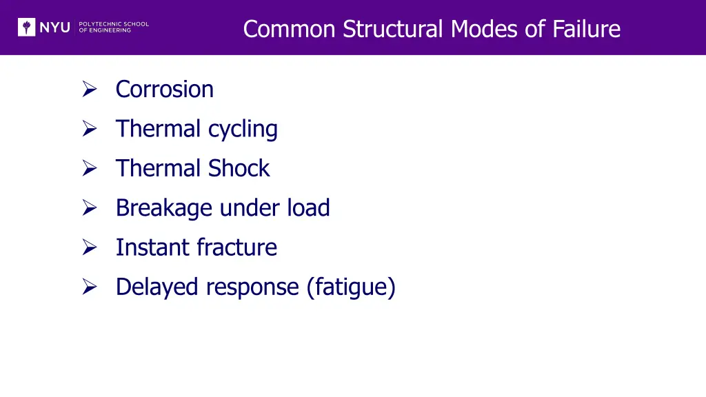 common structural modes of failure