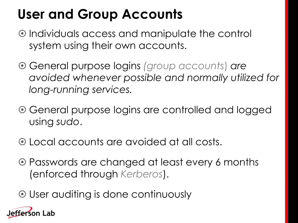 user and group accounts