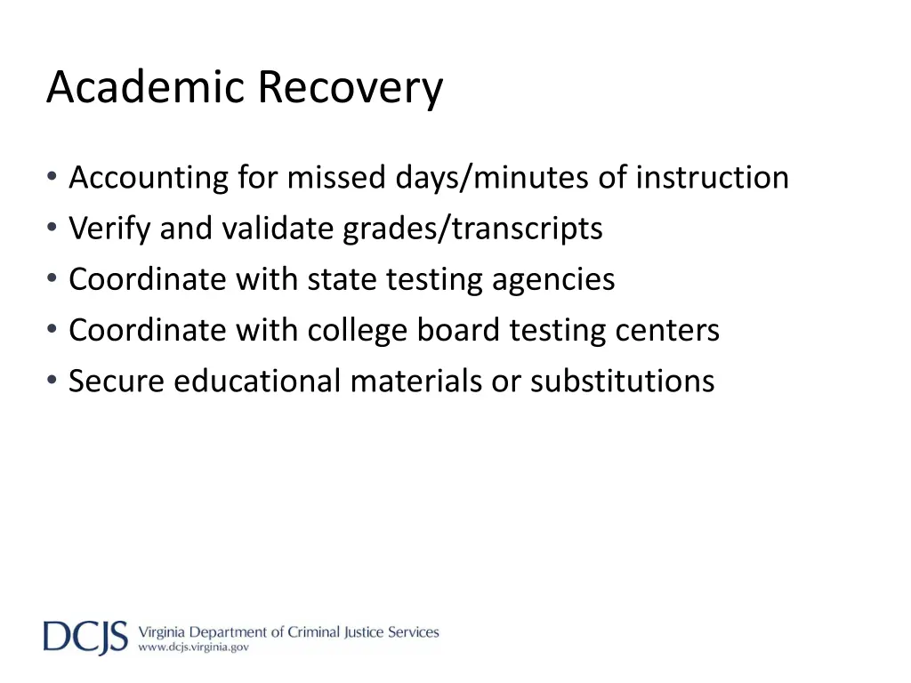 academic recovery