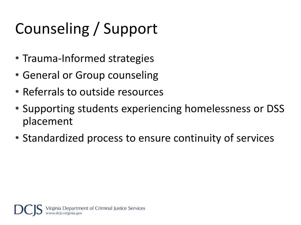 counseling support