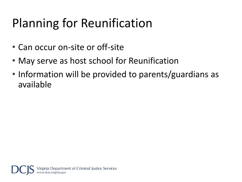 planning for reunification
