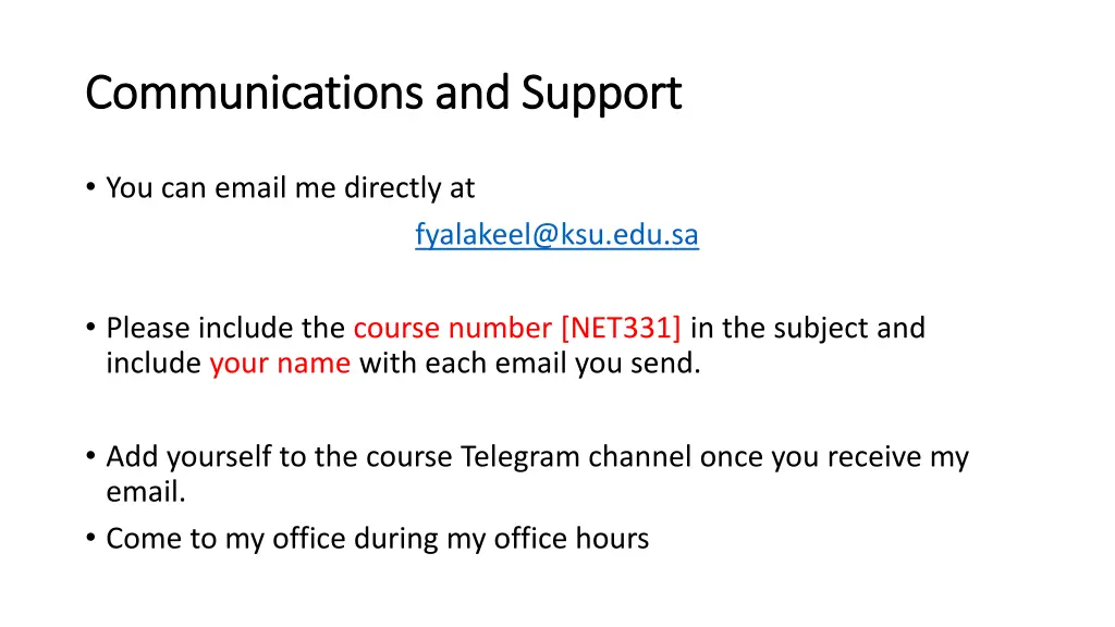 communications and support communications