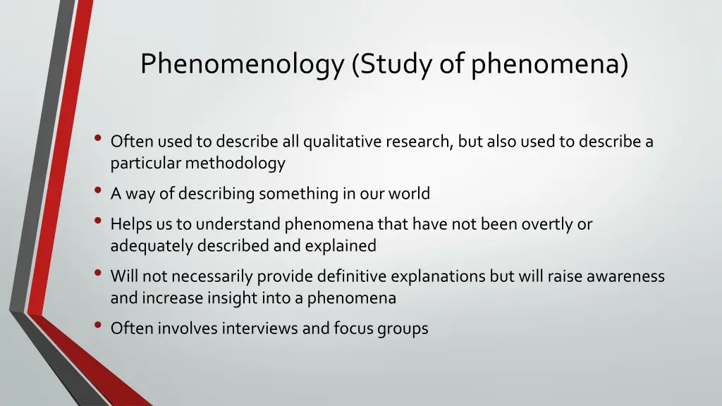phenomenology study of phenomena