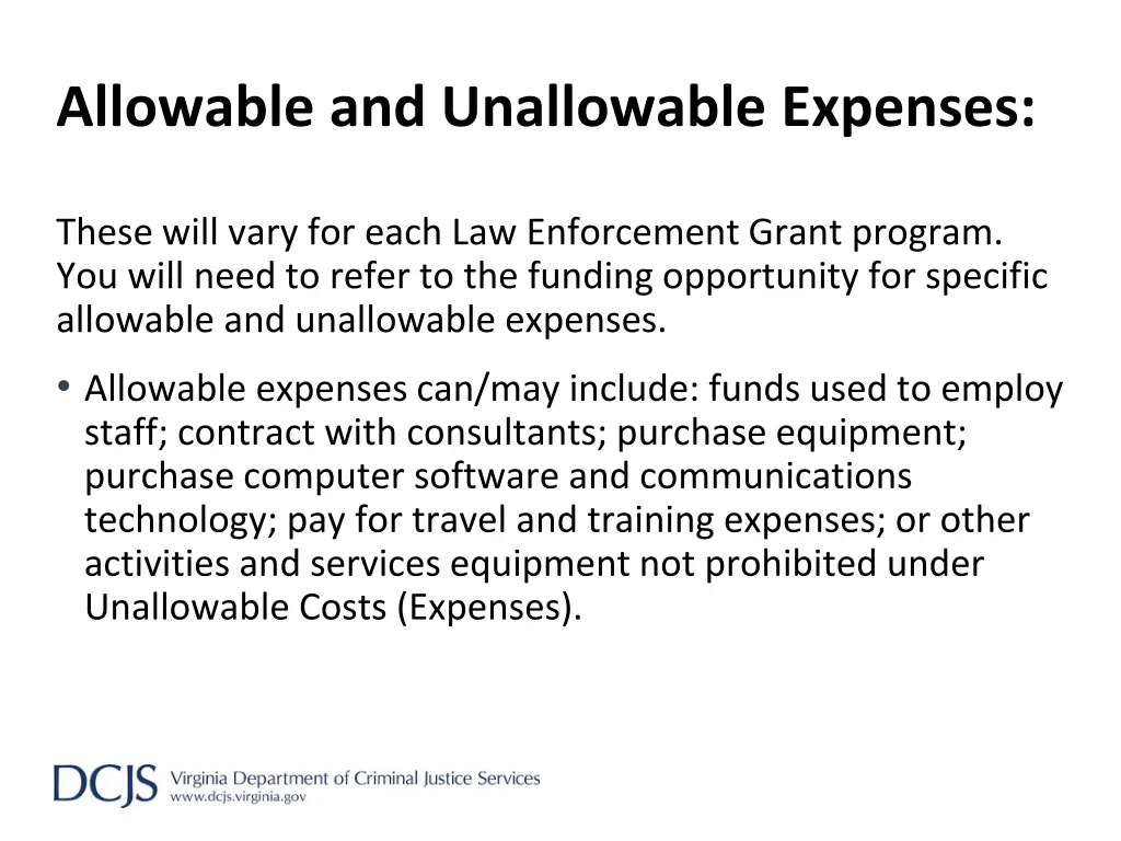allowable and unallowable expenses 1