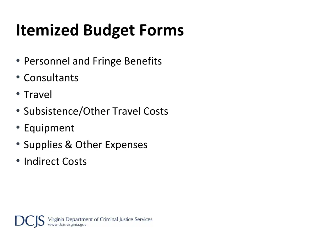 itemized budget forms