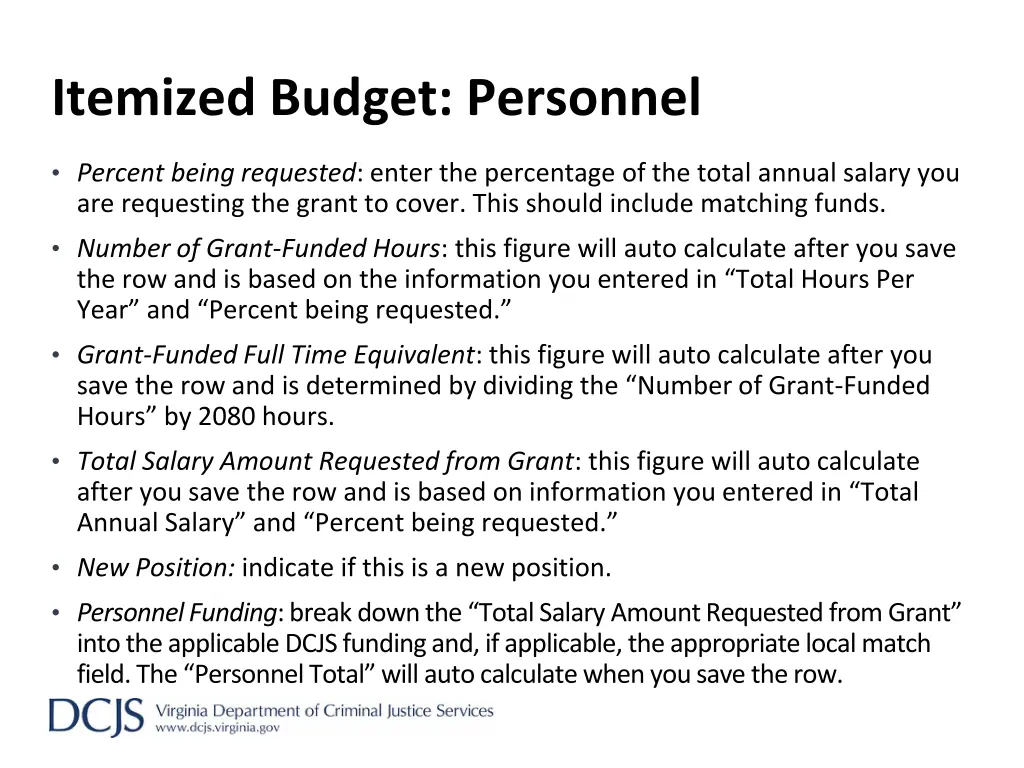 itemized budget personnel 1