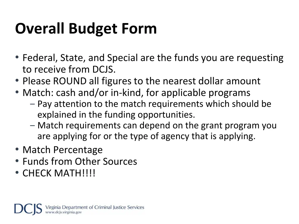 overall budget form