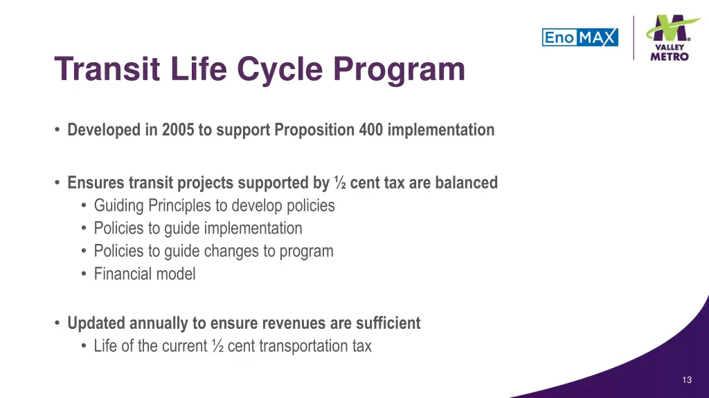 transit life cycle program