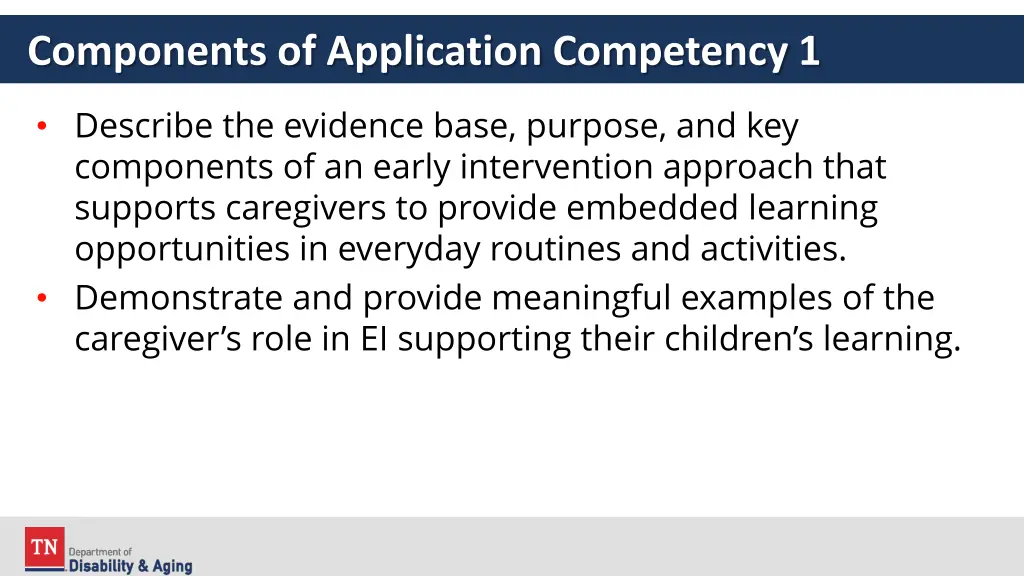 components of application competency 1 2