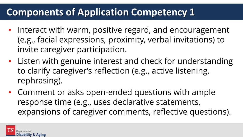 components of application competency 1