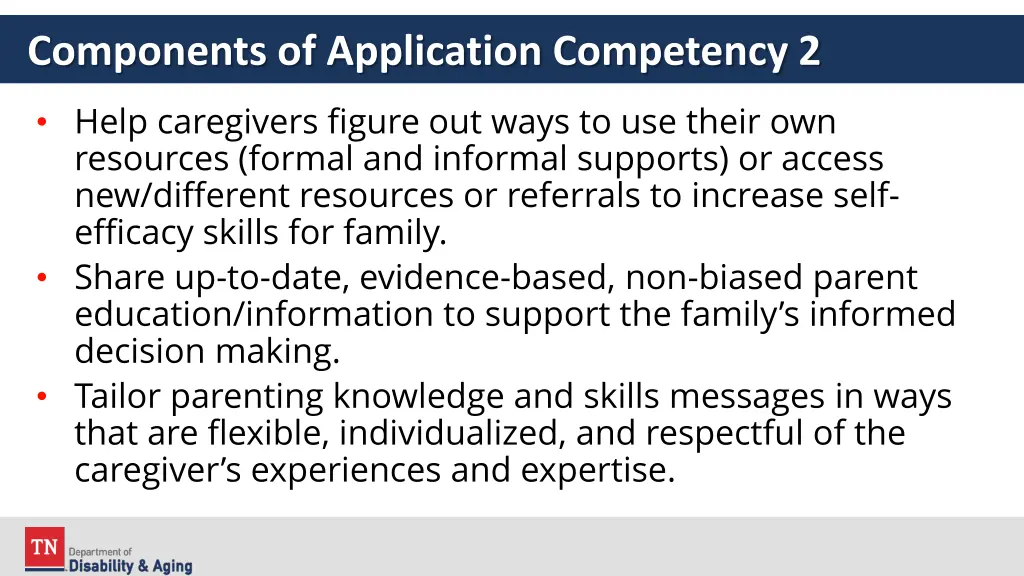 components of application competency 2 1