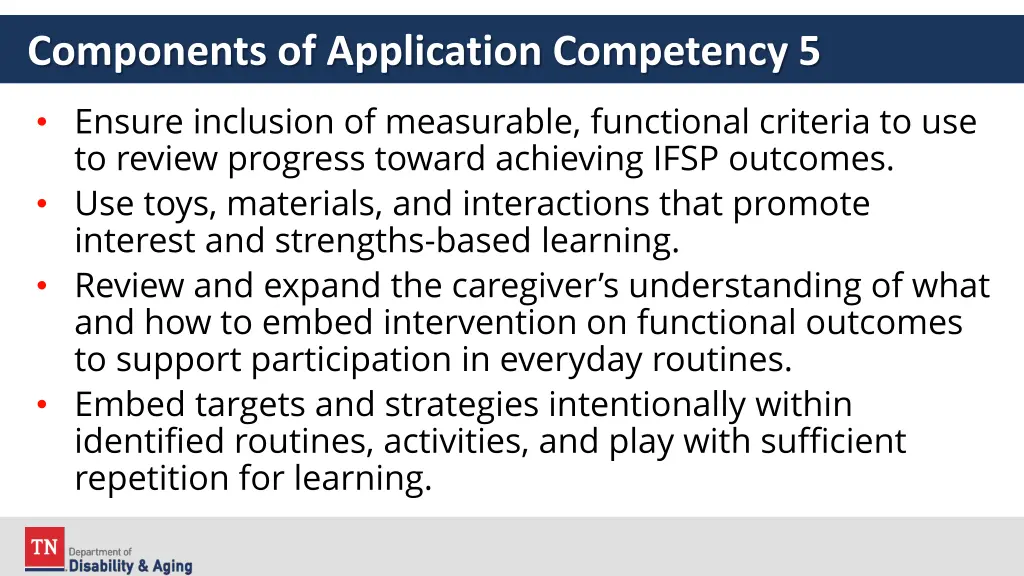 components of application competency 5 1