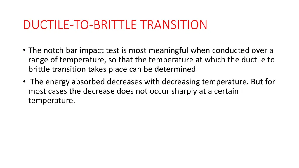 ductile to brittle transition