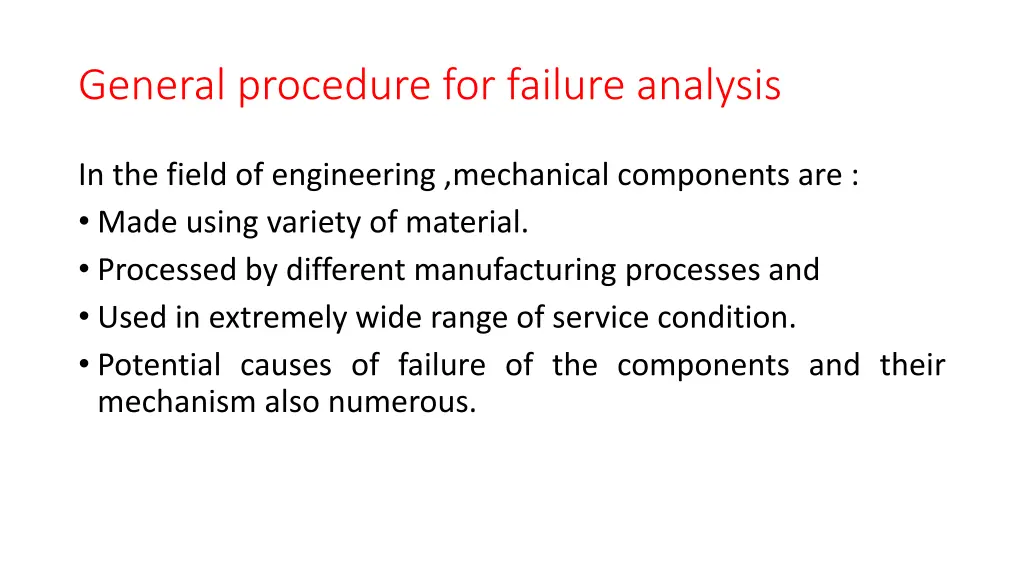 general procedure for failure analysis