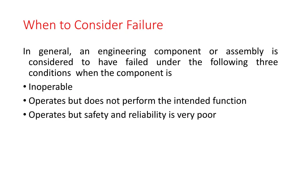 when to consider failure