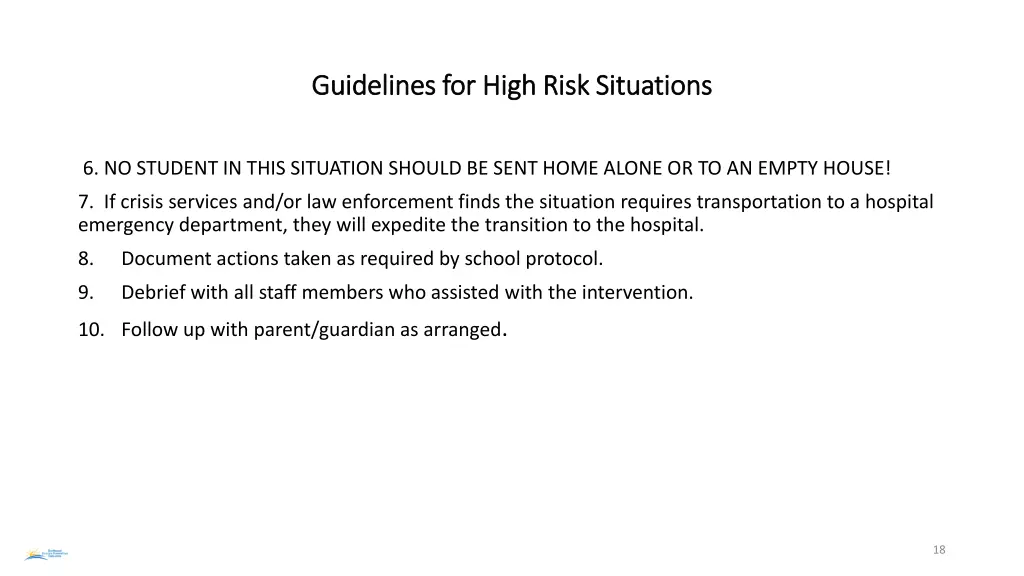 guidelines for high risk situations guidelines 2