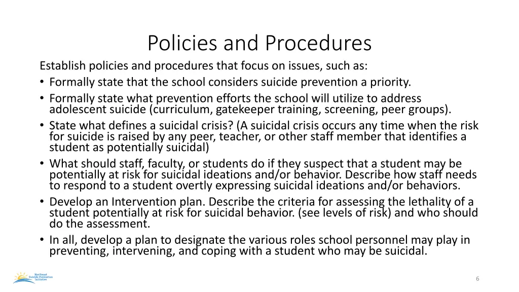 policies and procedures establish policies