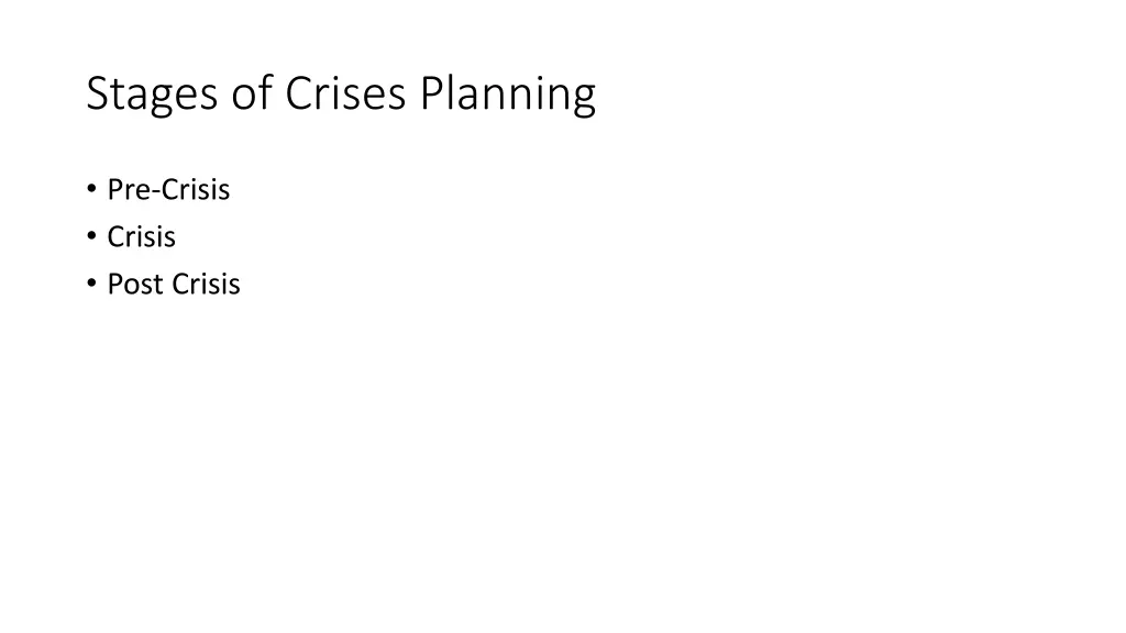 stages of crises planning