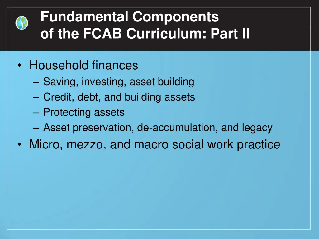 fundamental components of the fcab curriculum 1