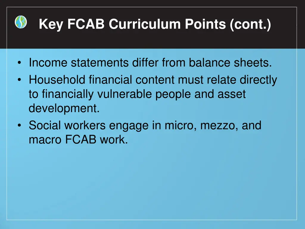 key fcab curriculum points cont