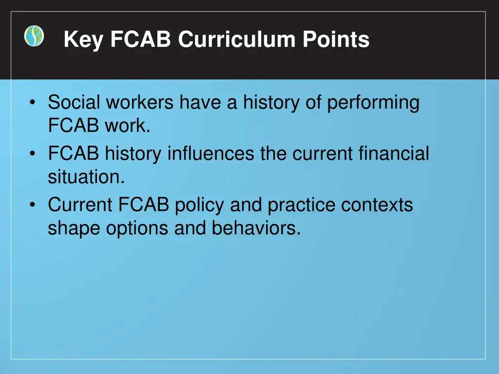 key fcab curriculum points