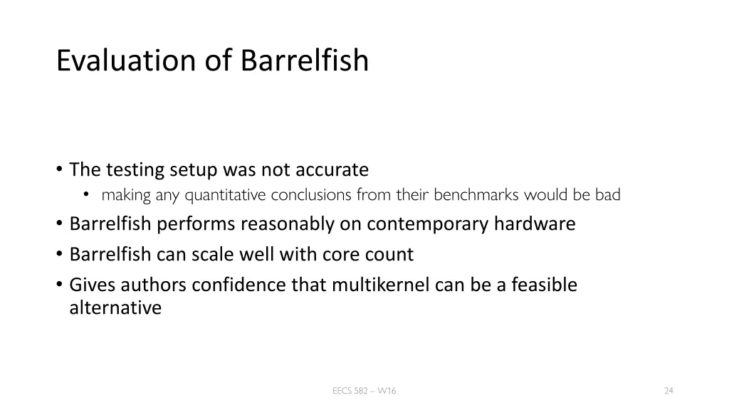 evaluation of barrelfish