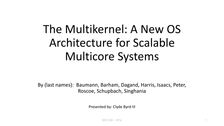 the multikernel a new os architecture