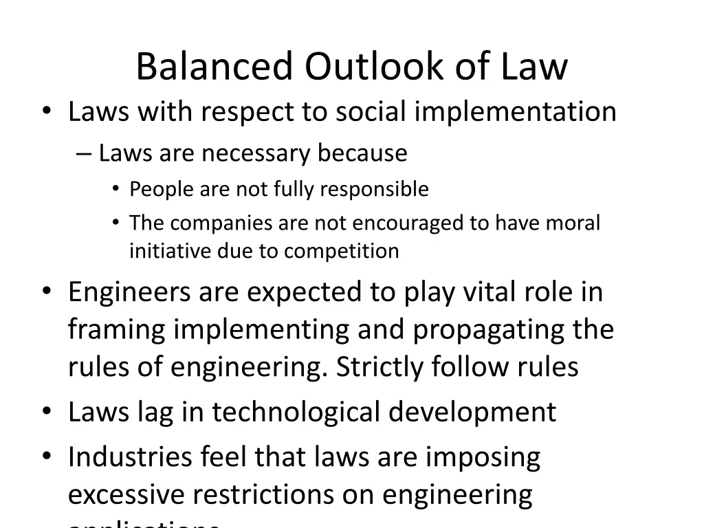 balanced outlook of law laws with respect