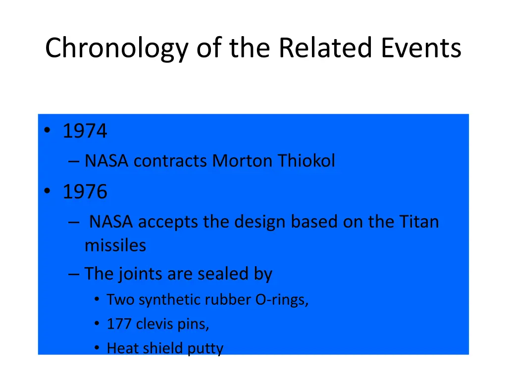 chronology of the related events