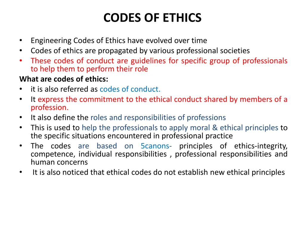 codes of ethics