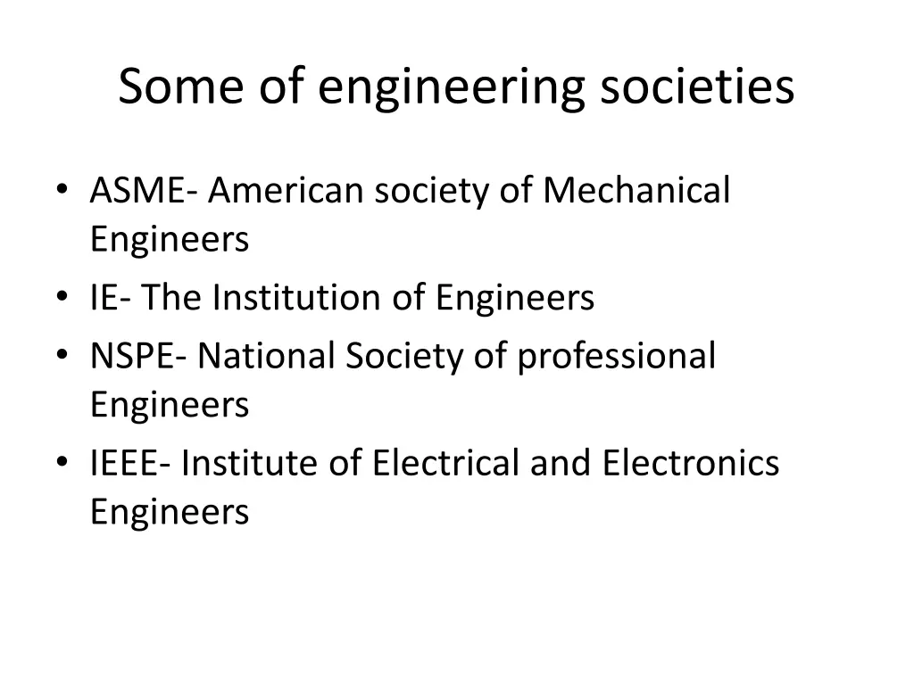 some of engineering societies
