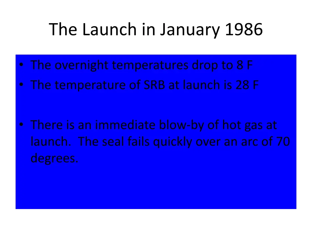 the launch in january 1986