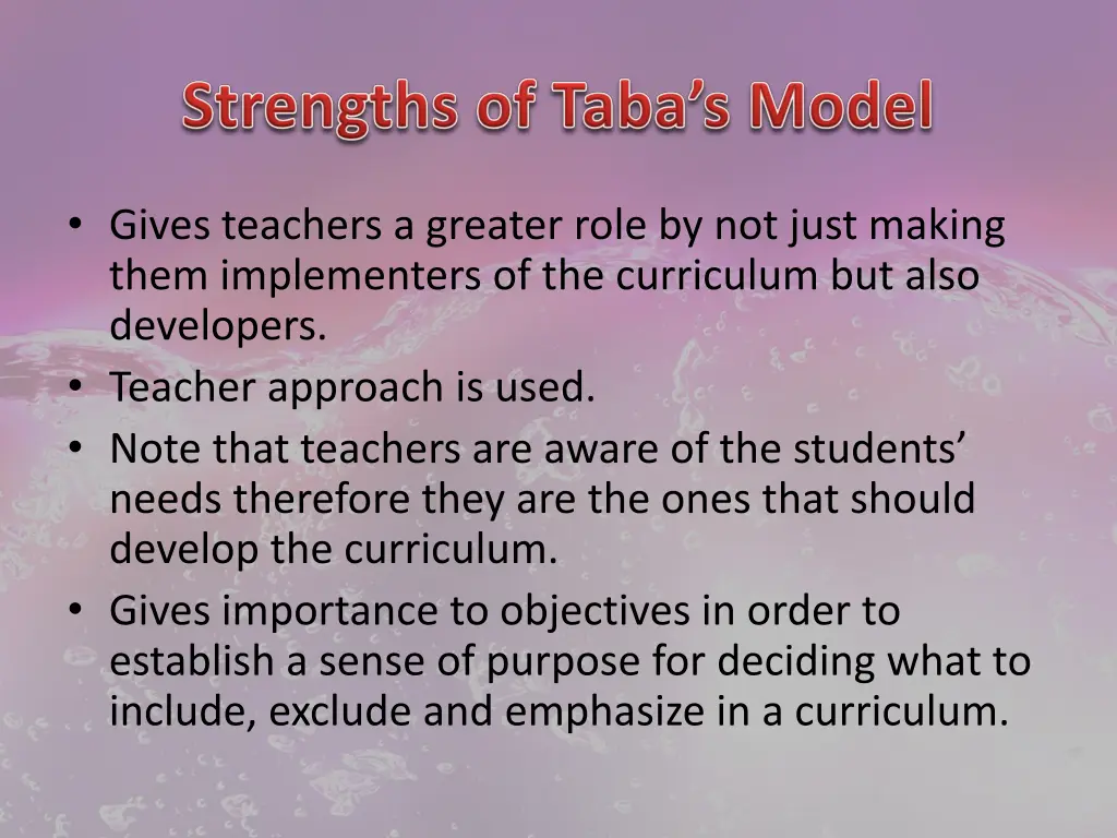 gives teachers a greater role by not just making
