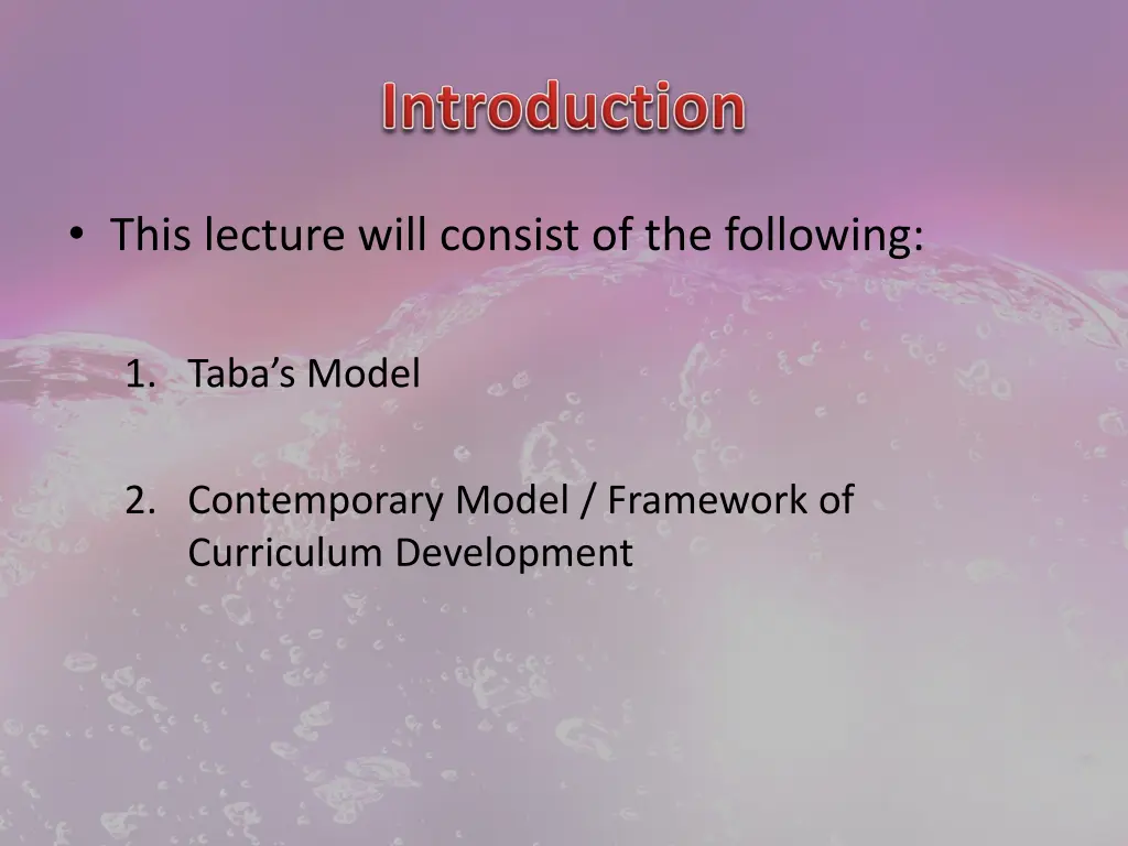this lecture will consist of the following