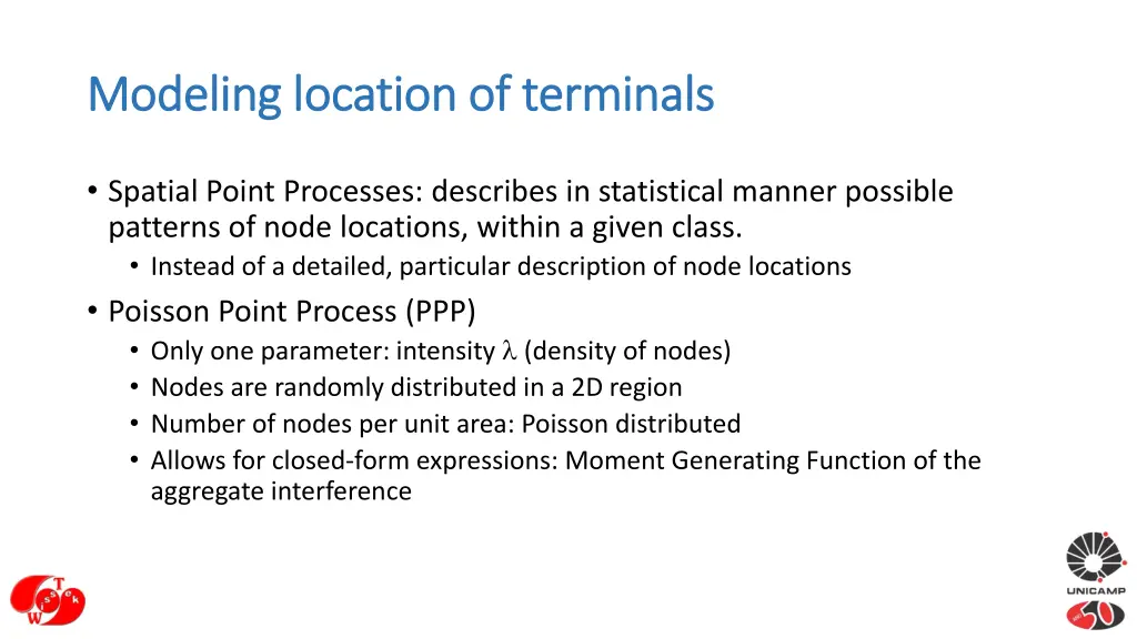 modeling location of terminals modeling location