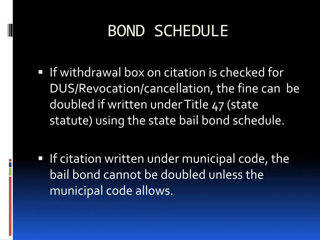 bond schedule