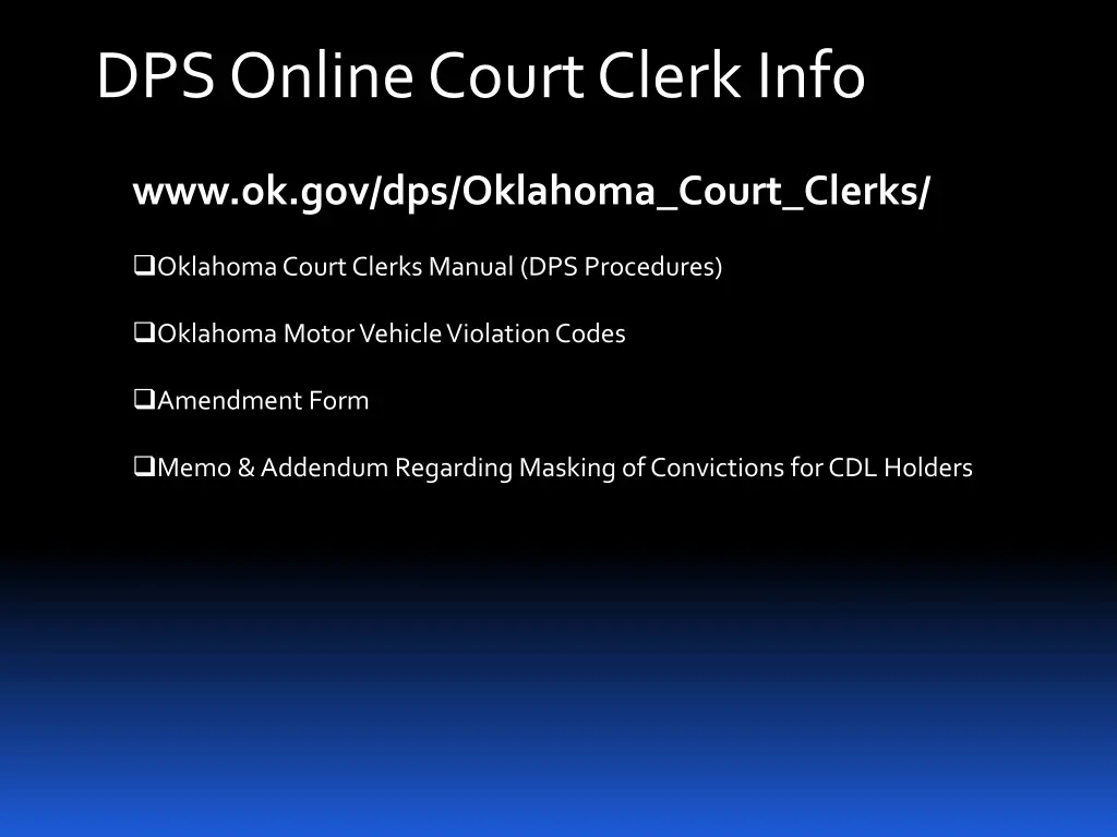 dps online court clerk info