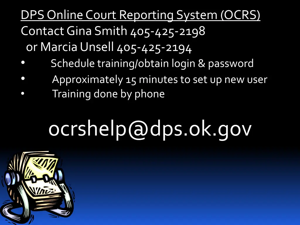 dps online court reporting system ocrs contact