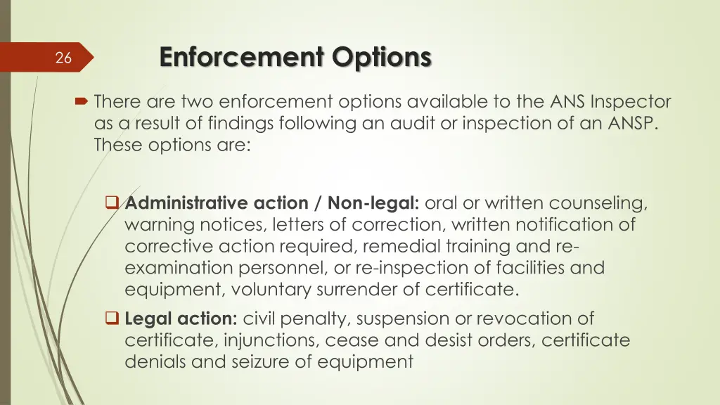 enforcement options