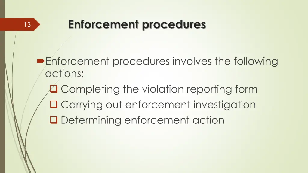 enforcement procedures