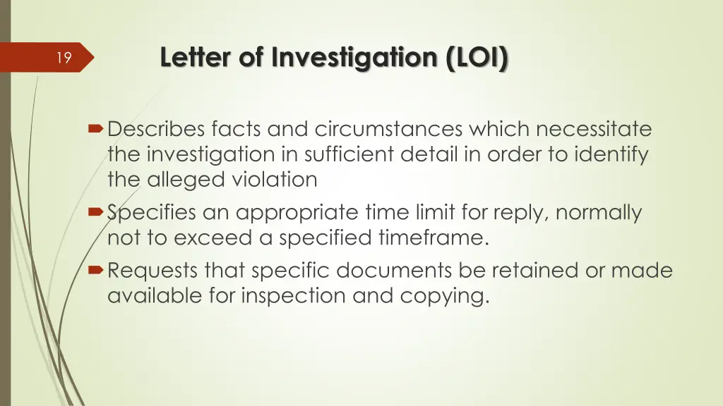 letter of investigation loi