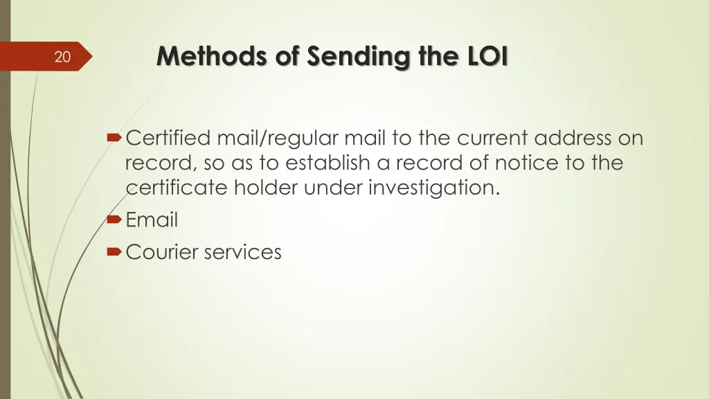 methods of sending the loi