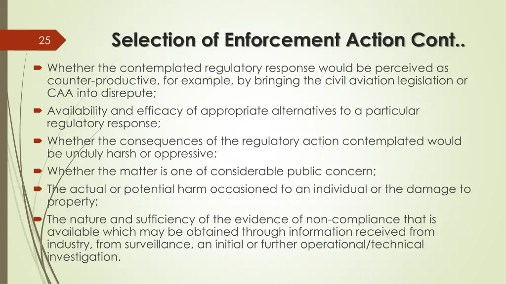 selection of enforcement action cont 1