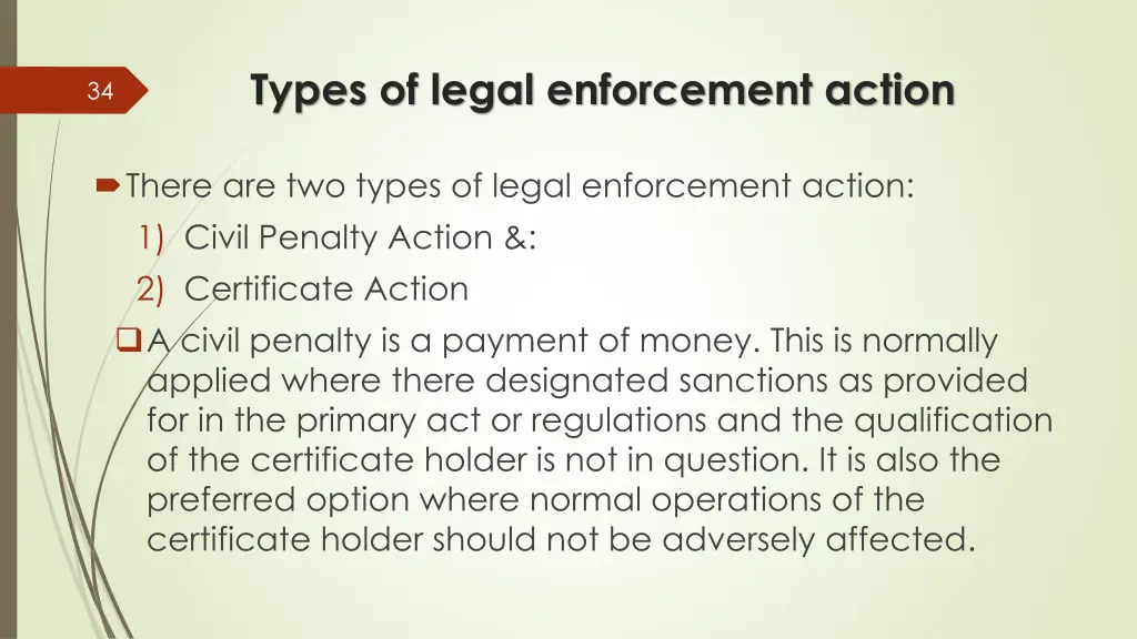 types of legal enforcement action